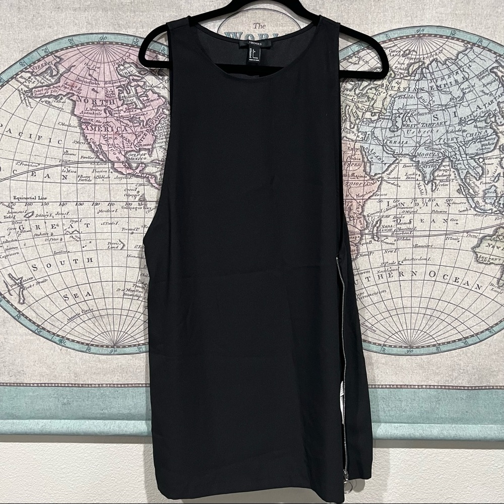 Black Side Zip Forever 21 Mini Dress with Silver Metals
